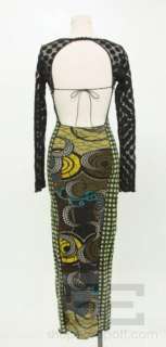 Jean Paul Gaultier Soleil Multicolor Print Sequin Open Back Dress Size 