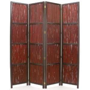 All new item 4 panel bamboo reed insert room divider screen with solid 