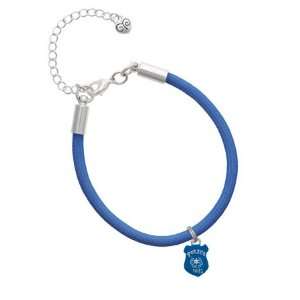   Policemans Badge Charm on a Royal Blue Malibu Charm Bracelet Jewelry