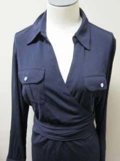   by Ralph Lauren Matte Jersey Shirt Dress Wrap Dress PL Navy NWT $169