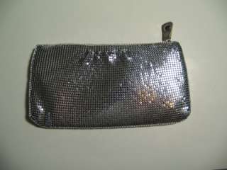Authentic JIMMY CHOO Silver Metallic Sequin Clutch Evening Cosmetic 