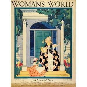 1925 Cover Womans World Art Janet Laura Scott Mother Daughter Flowers 