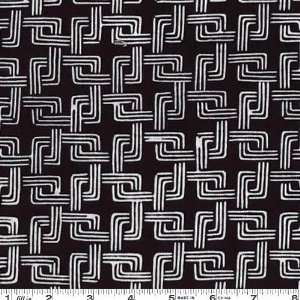  44 Wide Asian Legacy Interlocking Squares Black Fabric 