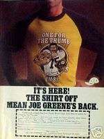 1980 Mean Joe Greene Steelers Football One For The Thumb T~Shirt Offer 