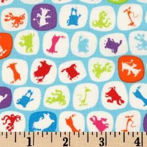  44 Wide Boogie Monsters Silhouette Blue Fabric By The 