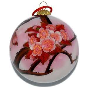   Painted Glass Ornament, Pink Cherry Blossoms CO 173