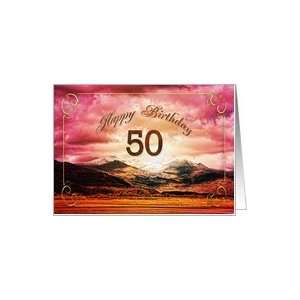  50 birthday showing a sunset on the mountains Card Toys 