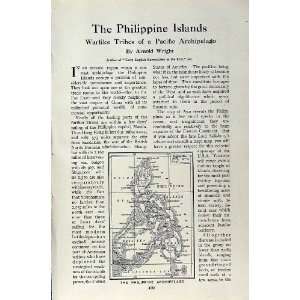  C1920 Philippine Map Luzon Rice Threshing Filipinos