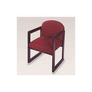 Classic Contemporary Guest Chair, Medium Oak Finish/Burgundy Fabric 