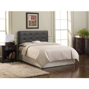  Tufted Leather Bed in Black Size King Furniture & Decor