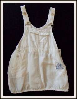 PAMPOLINA Girls White Linen Jumper Dress Size 2/2T  