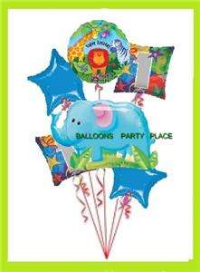 JUNGLE ELEPHANT BIRTHDAY party decorations balloons 1st  