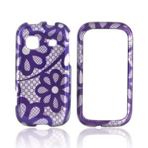  Purple Lace Flowers on Silver Hard Plastic Case Cover For 