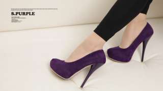 Womens Shoes Faux Suede Platforms Stilettos Classic High Heels Pumps 