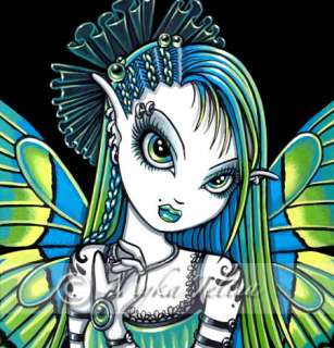 Gothic Green Tattoo Faerie Art Signed Print Fairy Katy  
