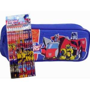  New Transformers Blue Pencil Case and Pack of Pencils 