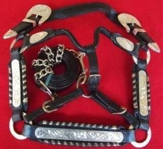 NEW Yearling Horse Black Silver Laced Show Halter  