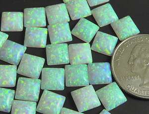 New Lab Created Grown white Opal Synthetic loose Square Cabs Premium 