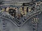 Miss Me Jeans Brand New Leather Paisley Rhinestones Straight Stretch 