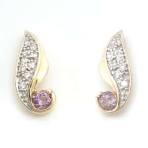  Sterling Silver Two Tone Amethyst and Cubic Zirconia 