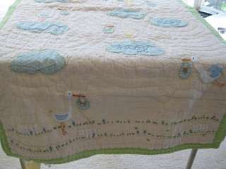 Pottery Barn Kids Stork Nursery Bedding crib quilt blanket 50 x 36 new 