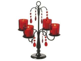 New Red And Black Candelabra Votive Candle Holder   Iron & Glass 