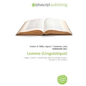  Lemme (Linguistique) (French Edition) (9786133844018 