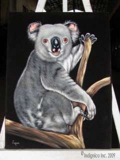 Black Velvet Painting Cute Cuddly Koala from Mexico  