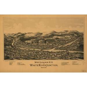 Historic Panoramic Map West Lebanon, N.H., and White River Junction 