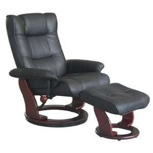   European Leather Recliner and Ottoman in Black Furniture & Decor