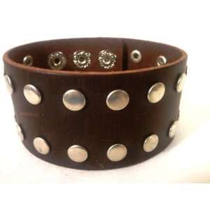  2 Line Spike Leather Wrist Bracelet Band 