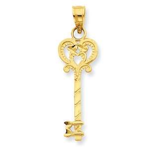  14k Diamond Cut Key Pendant Jewelry