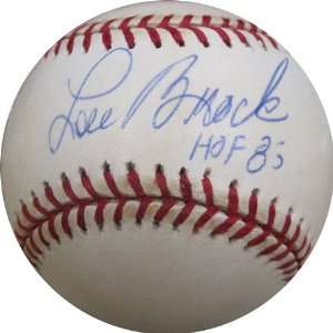  Lou Brock Autographed Ball   with HOF 83 Inscription 