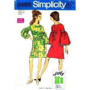  Simplicity 8488 Sewing Pattern Lantern Sleeves Dress Size 