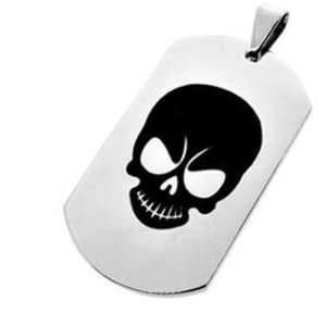  Stainless Steel Dog Tag Pendant with Skull with Large Eye 