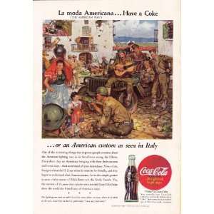1945 Coca Cola WWII Ad American Soldiers in Italy Clarke Original Coke 