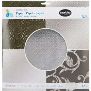  Metallics Paper Pad 12X12 12 Sheets Silver Everything 