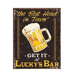  Luckys Bar  The Best Head In Town   Vintage Style Tin 