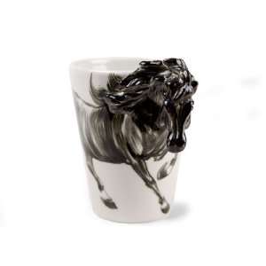  Horse Black Handmade Coffee Mug (10cm x 8cm)