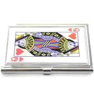   Business Card ID Holder Case Poker Queen of Hearts