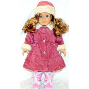  Corduroy Coat Hat with Brocade Dress for 18 Inch Dolls 
