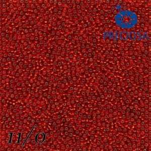 Czech Glass Seed Beads Preciosa 50 Grams (1,8 Ounce) Red Silver Lined 