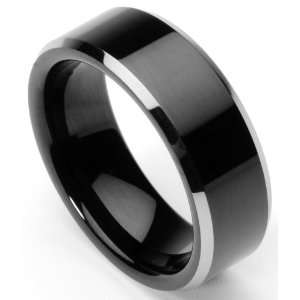   Ring/Wedding Band, Flat Top, Two Toned Black, Sizes 7   10 (rg2) (9