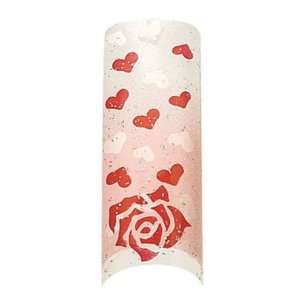 Cala Airbrushed Nail Tips Set Red Rose & Hearts 87788 + Aviva Nail 