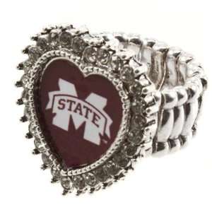   Band Ring with Crystal Rhinestones Surrounding the Heart Shaped