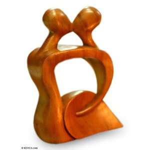  Wood sculpture, Abstract Kissing I