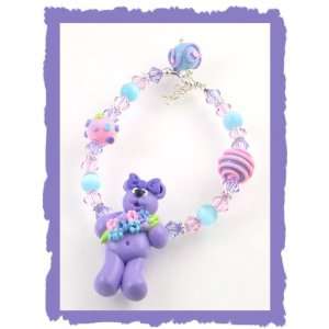  Lilac Bear Childrens Swarovski Beaded Baby Bracelet 
