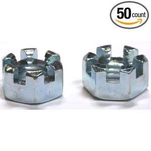 12 Slotted Hex Nuts / Steel / Zinc / 50 Pc. Carton  