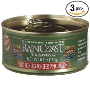 Raincoast Trading Salmon, Pink Skin & Boneless, 5.3 Ounce (Pack of 3)