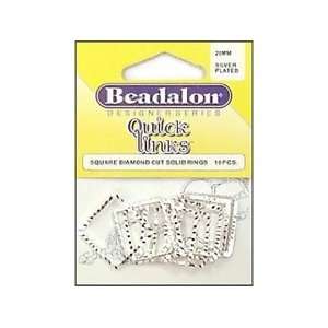  Beadalon Quick Links Square 20mm Diamond Cut Silver Plated 
